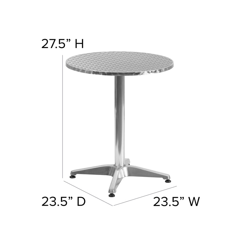 23.5'' Round Aluminum Indoor-Outdoor Table with Base