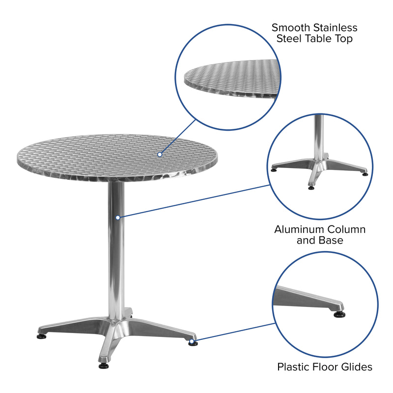 27.5'' Round Aluminum Indoor-Outdoor Table with Base