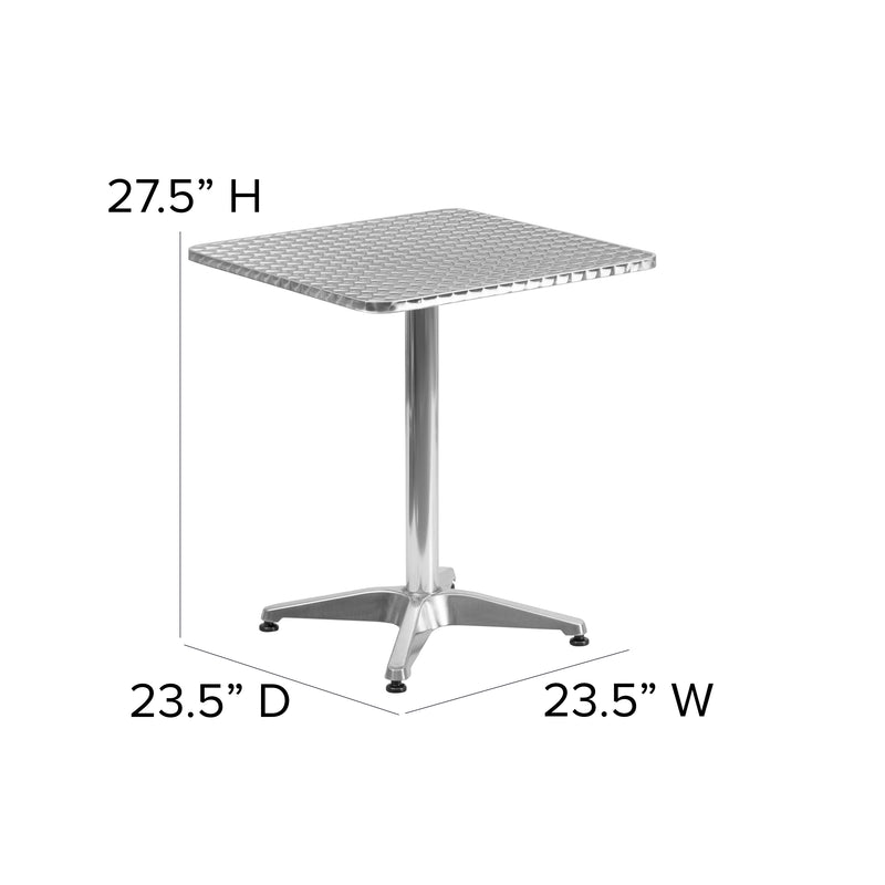 23.5'' Square Aluminum Indoor-Outdoor Table with Base