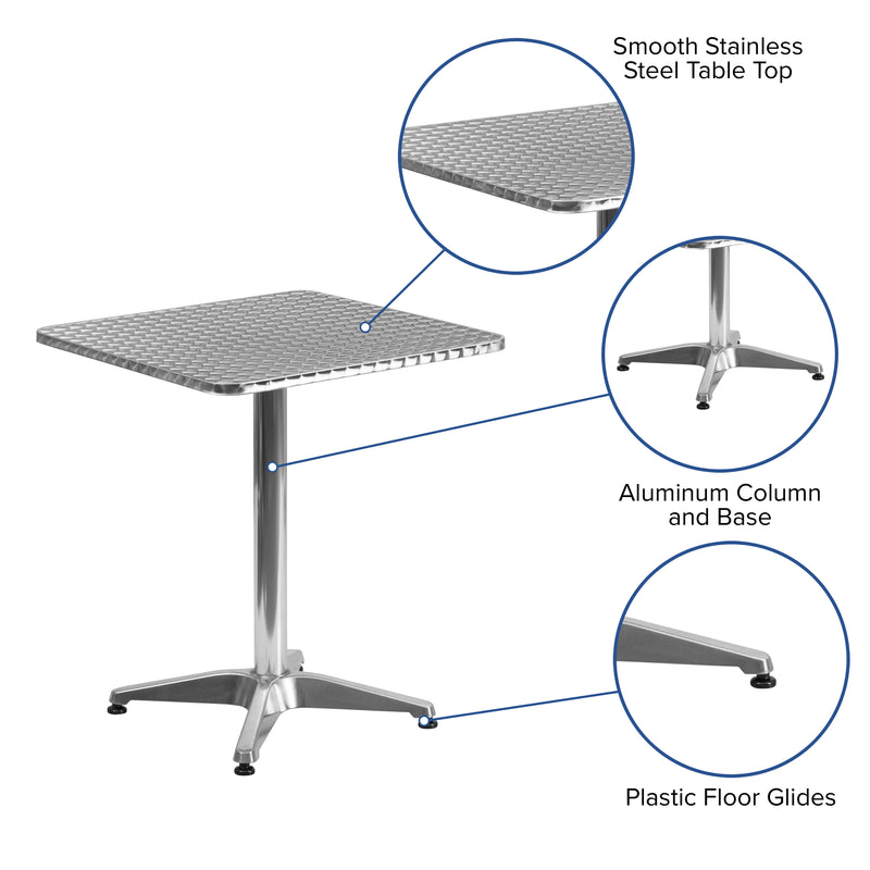 23.5'' Square Aluminum Indoor-Outdoor Table with Base