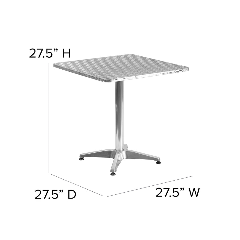 27.5'' Square Aluminum Indoor-Outdoor Table with Base