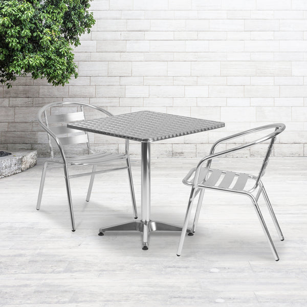 27.5'' Square Aluminum Indoor-Outdoor Table with Base