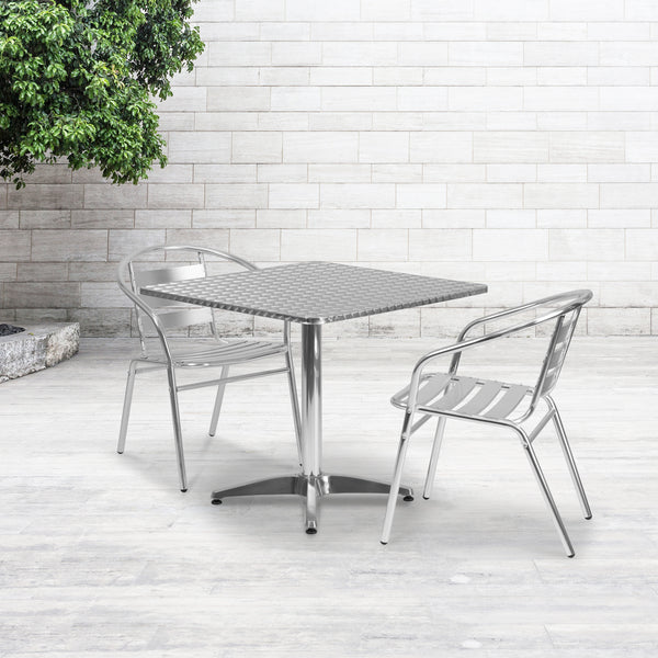 31.5'' Square Aluminum Indoor-Outdoor Table with Base