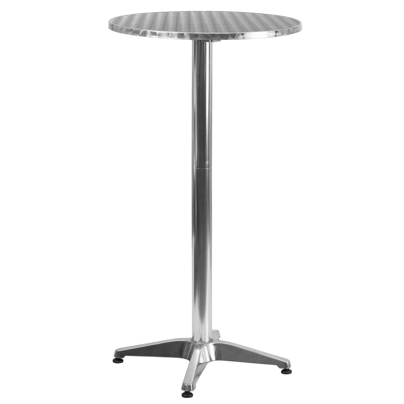 23.25" Round Aluminum Indoor-Outdoor Bar Height Table with Flip-Up Table