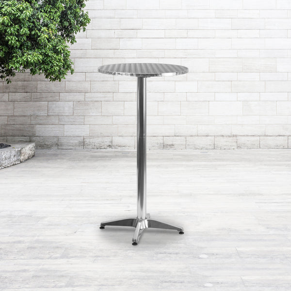 23.25" Round Aluminum Indoor-Outdoor Bar Height Table with Flip-Up Table