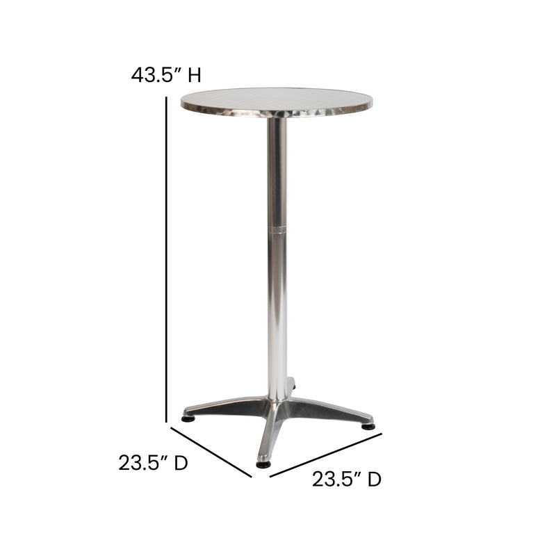 23.5" Round Aluminum Indoor-Outdoor Bar Height Table