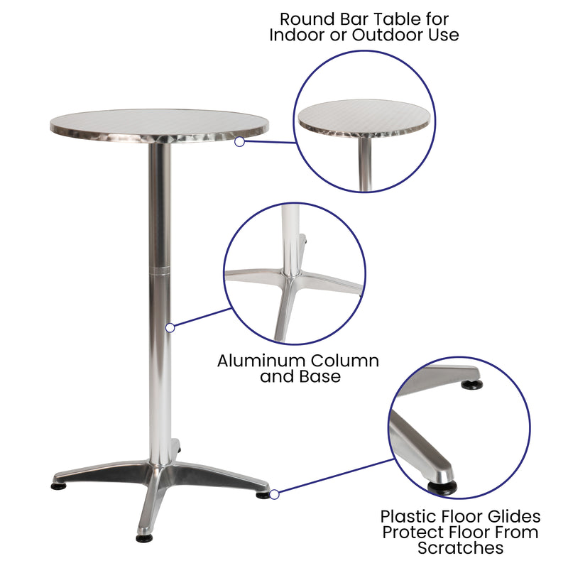 23.5" Round Aluminum Indoor-Outdoor Bar Height Table