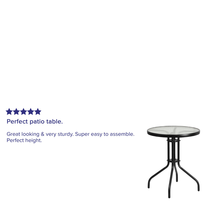 23.75'' Round Tempered Glass Metal Table