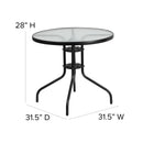 31.5'' Round Tempered Glass Metal Table