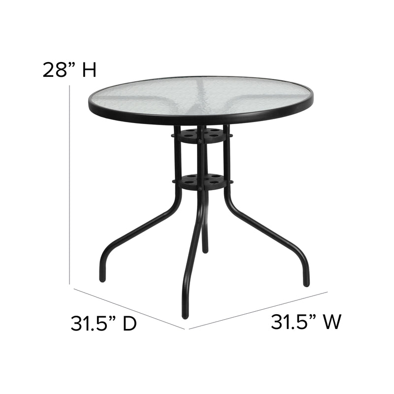 31.5'' Round Tempered Glass Metal Table