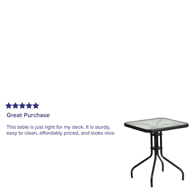 23.5'' Square Tempered Glass Metal Table