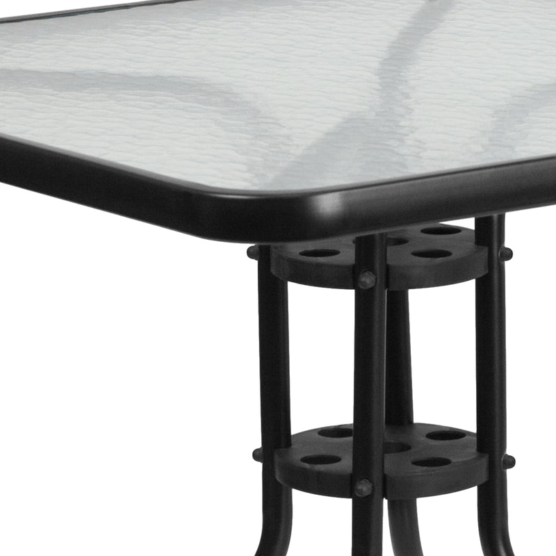 31.5'' Square Tempered Glass Metal Table