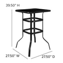 Outdoor Dining Set - 2-Person Bistro Set - Outdoor Glass Bar Table with Gray All-Weather Patio Stools