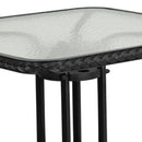 28'' Square Tempered Glass Metal Table with Black Rattan Edging