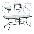 31.5" x 55" Rectangular Tempered Glass Metal Table with Umbrella Hole
