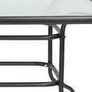 31.5" x 55" Rectangular Tempered Glass Metal Table with Umbrella Hole