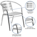 Heavy Duty Commercial Aluminum Indoor-Outdoor Restaurant Stack Chair with Triple Slat Back