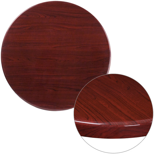 30'' Round High-Gloss Mahogany Resin Table Top with 2'' Thick Drop-Lip