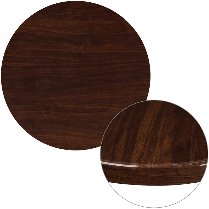 30'' Round High-Gloss Walnut Resin Table Top with 2'' Thick Drop-Lip