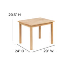 Kids Solid Hardwood Table and Chair Set for Playroom, Bedroom, Kitchen - 3 Piece Set - Natural