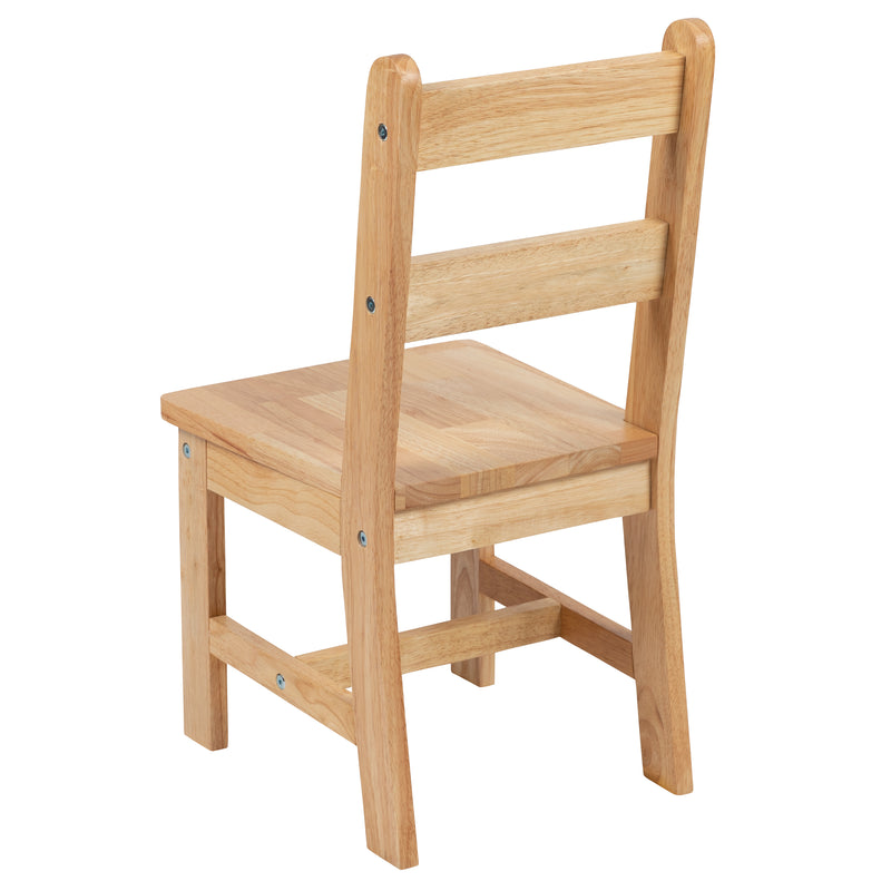 Kids Solid Hardwood Table and Chair Set for Playroom, Bedroom, Kitchen - 3 Piece Set - Natural