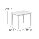 Kids Solid Hardwood Table and Chair Set for Playroom, Bedroom, Kitchen - 3 Piece Set - White