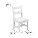 Kids Solid Hardwood Table and Chair Set for Playroom, Bedroom, Kitchen - 3 Piece Set - White