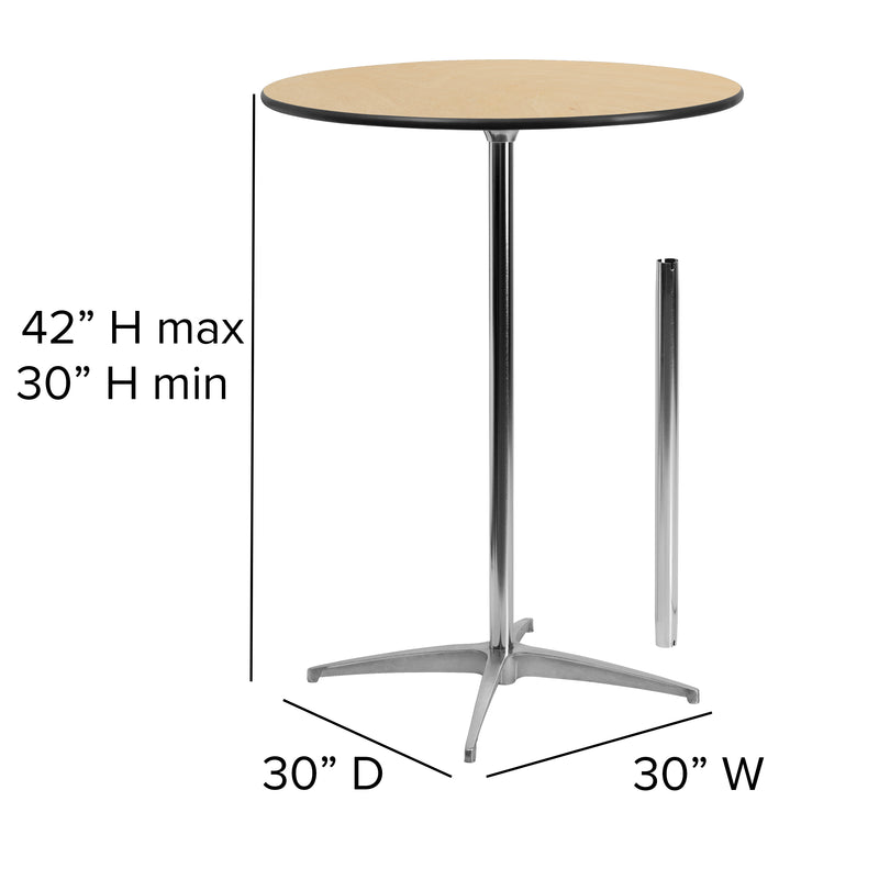 30'' Round Wood Cocktail Table with 30'' and 42'' Columns