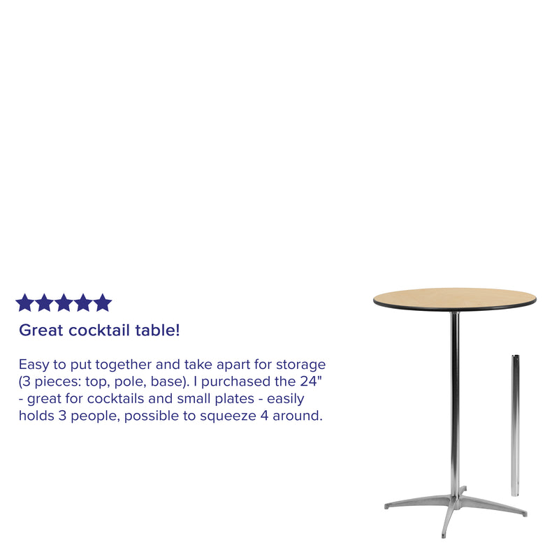 30'' Round Wood Cocktail Table with 30'' and 42'' Columns