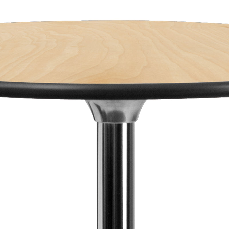 30'' Round Wood Cocktail Table with 30'' and 42'' Columns