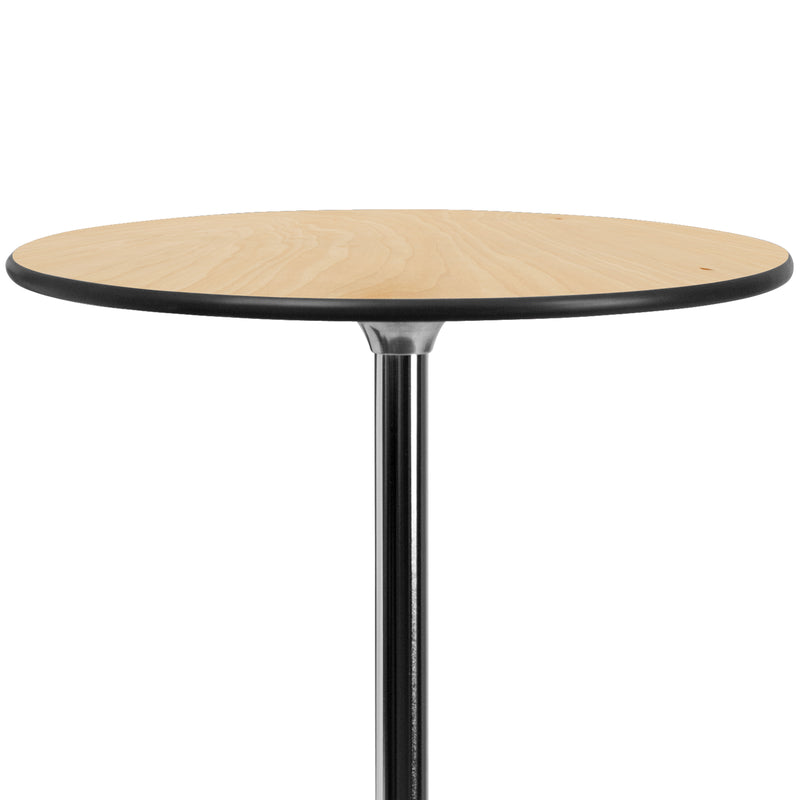 30'' Round Wood Cocktail Table with 30'' and 42'' Columns