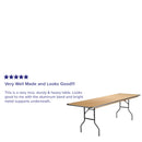8-Foot Rectangular HEAVY DUTY Birchwood Folding Banquet Table with METAL Edges and Protective Corner Guards