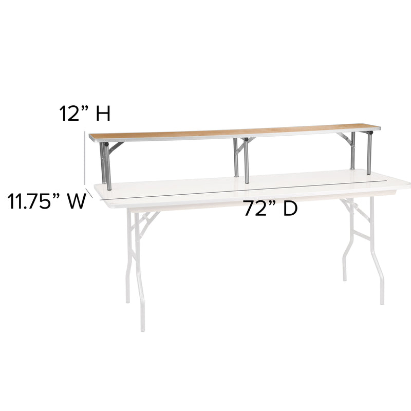 72'' x 12'' x 12'' Birchwood Bar Top Riser with Silver Legs