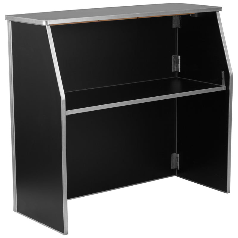 4' Black Laminate Foldable Bar - Portable Event Bar