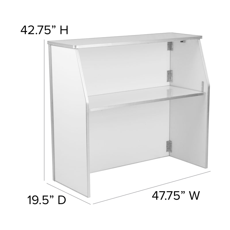 4' White Laminate Foldable Bar - Portable Event Bar