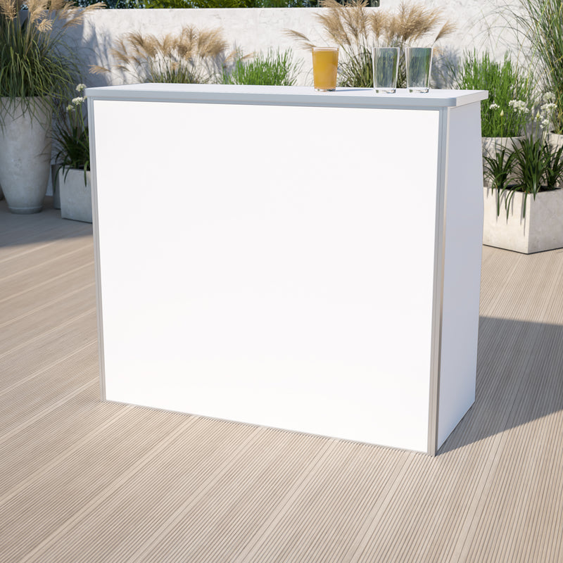 4' White Laminate Foldable Bar - Portable Event Bar