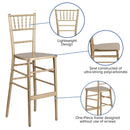 SINGLEWAVE Series Gold Wood Chiavari Barstool