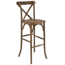 SINGLEWAVE Series Dark Antique Wood Cross Back Barstool