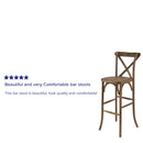 SINGLEWAVE Series Dark Antique Wood Cross Back Barstool