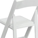 SINGLEWAVE Series White Wood Folding Chair with Vinyl Padded Seat