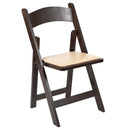 SINGLEWAVE Series Chocolate Wood Folding Chair with Vinyl Padded Seat