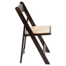 SINGLEWAVE Series Chocolate Wood Folding Chair with Vinyl Padded Seat