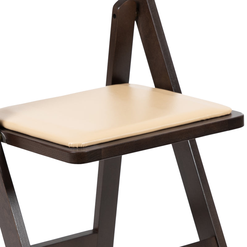 SINGLEWAVE Series Chocolate Wood Folding Chair with Vinyl Padded Seat