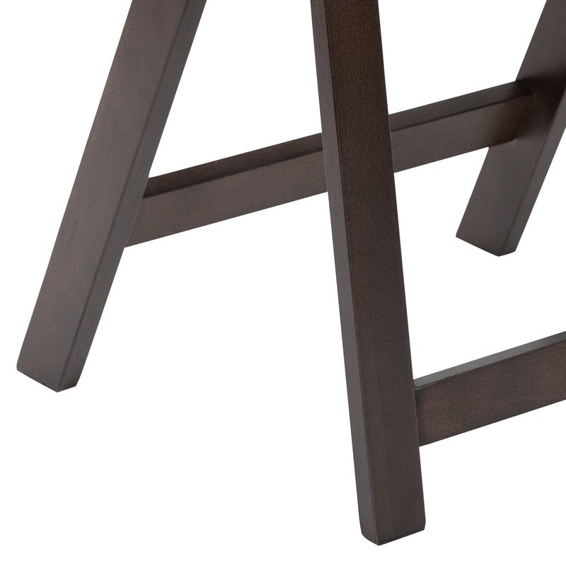 SINGLEWAVE Series Chocolate Wood Folding Chair with Vinyl Padded Seat