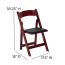 SINGLEWAVE Series Mahogany Wood Folding Chair with Vinyl Padded Seat