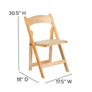 SINGLEWAVE Series Natural Wood Folding Chair with Vinyl Padded Seat