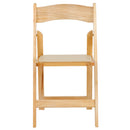 SINGLEWAVE Series Natural Wood Folding Chair with Vinyl Padded Seat