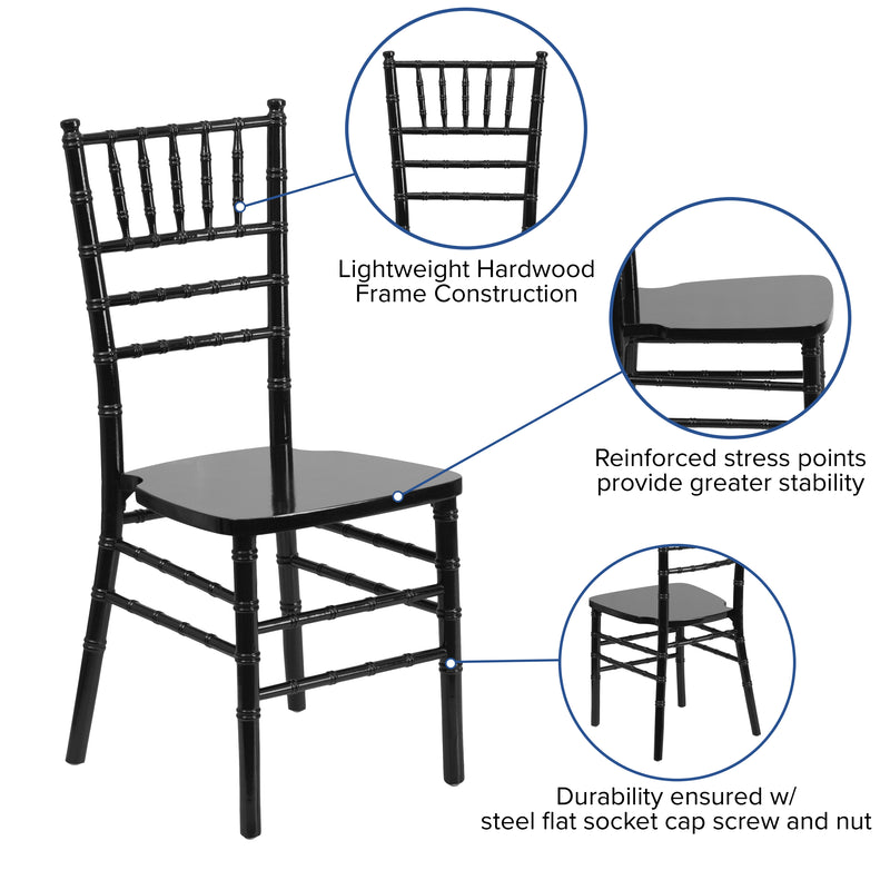 SINGLEWAVE Series Black Wood Chiavari Chair