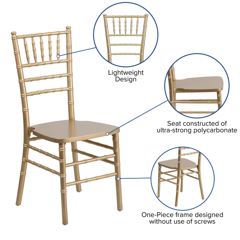 SINGLEWAVE Series Gold Wood Chiavari Chair