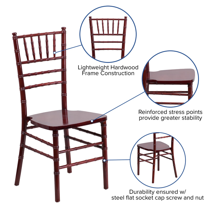 SINGLEWAVE Series Mahogany Wood Chiavari Chair